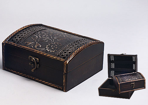 Набір з двох дерев'яних шкатулок "Скринька Темний Ажур", 22x18x10см і 18x14x8см