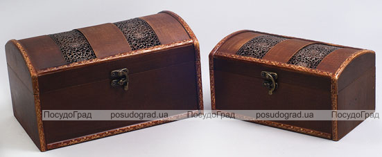 Набір з двох дерев'яних шкатулок "Скринька Ніжний Ажур", 26x16x14см і 22x12x11см