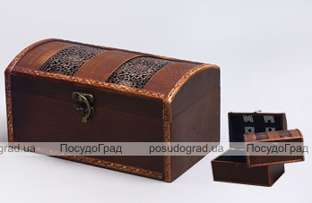 Набір з двох дерев'яних шкатулок "Скринька Ніжний Ажур", 26x16x14см і 22x12x11см