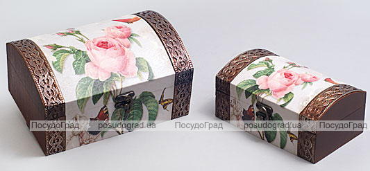 Набір з двох дерев'яних шкатулок "Дуардін Ніжна Роза", 22x15x11см і 18x11x9см