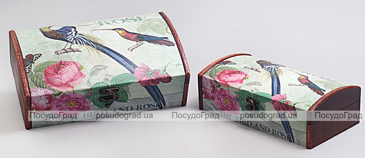 Набір з двох дерев'яних шкатулок "Дуардін Райський Птах", 30x18x10см і 26x14x8см