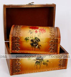 Набір з двох дерев'яних шкатулок "Скринька Роза", 22x15x11см і 18x11x8см