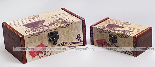 Набор из двух деревянных шкатулок "Дженнифер Coach", 18x17x7см и 14x7x6см