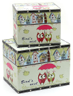 Набор из двух деревянных шкатулок "Стефани Owls", 32x24x24см и 24x20x20см