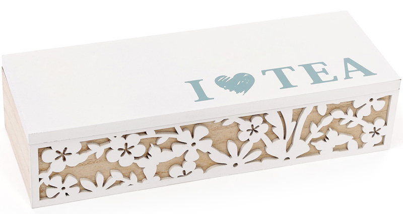 Коробка-шкатулка "I Love Tea" для чаю та цукру 3-х секційна 24x9x6см