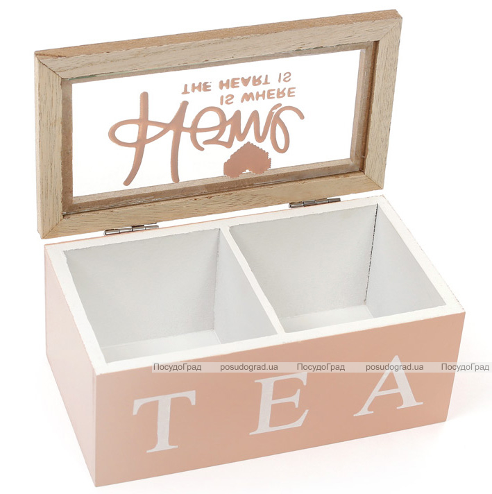 Коробка-шкатулка "I Love Tea" для чаю та цукру 2-х секційна 16x9x7см