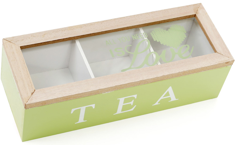 Коробка-шкатулка "I Love Tea" для чаю та цукру 3-х секційна 24x9x7см