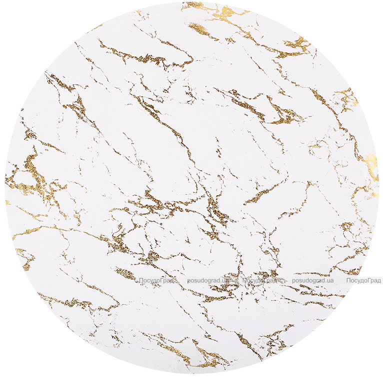 Набор 4 сервировочных коврика Marble Белый с Золотом Ø38см, плейсмат (подтарельники)