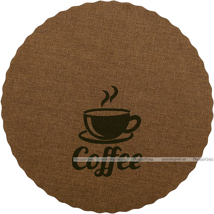 Набір 12 сервірувальних килимків Doily Coffee Ø38см, плейсмат (подтарельники), світло-коричневий