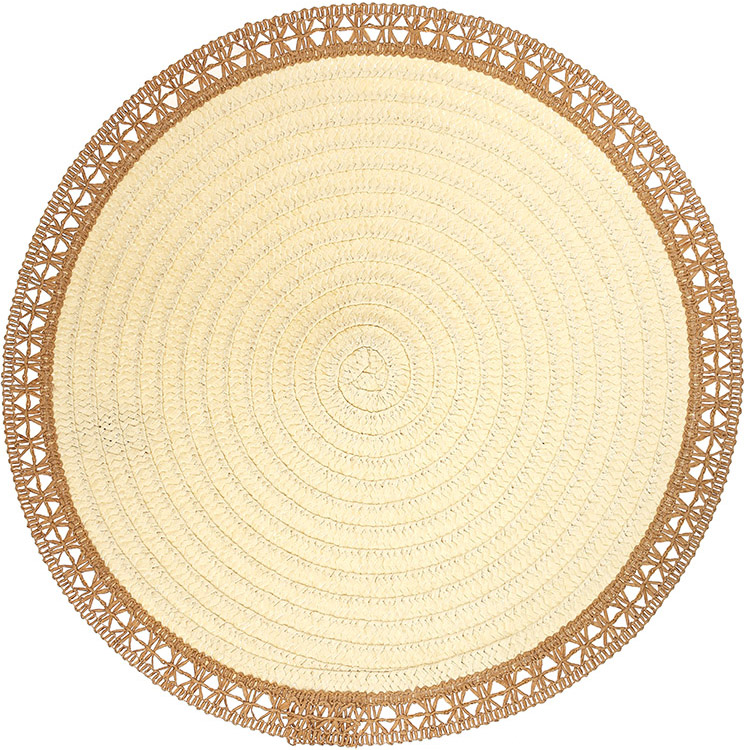 Набор 6 льняных подтарельников "Boho Lace" Ø38см, бежевые