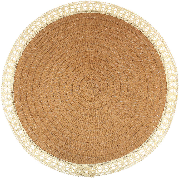 Набір 6 льняних підтарельників "Boho Lace" Ø38см, коричневі