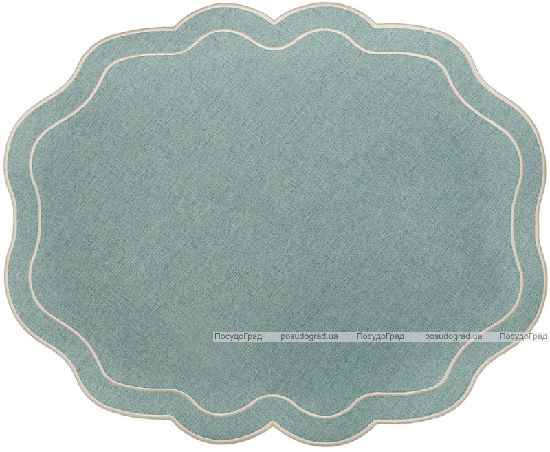 Набір 6 тканинних сервірувальних серветок (плейсмат) "Mint Wave" 40x50см м'ятно-сірих