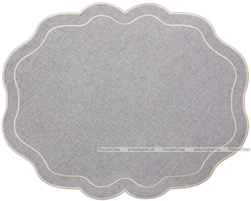 Набір 6 тканинних сервірувальних серветок (плейсмат) "Wave Linen" 40x50см сіри