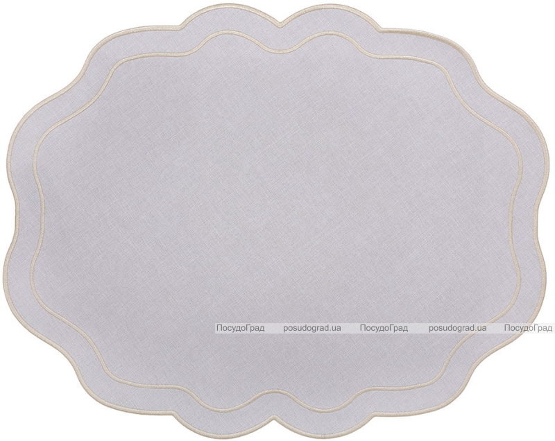 Набір 6 тканинних сервірувальних серветок (плейсмат) "Wave Linen" 40x50см світло-сірі