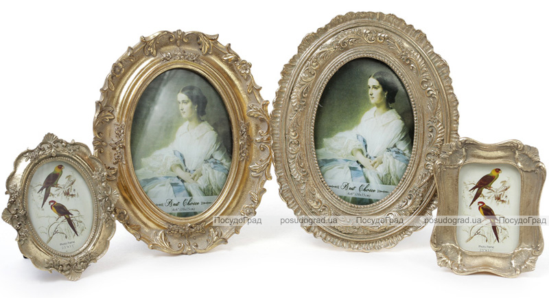 Фоторамка Tudor "Квітка" овальна, фото 10х15см (кольори зістареного золота)