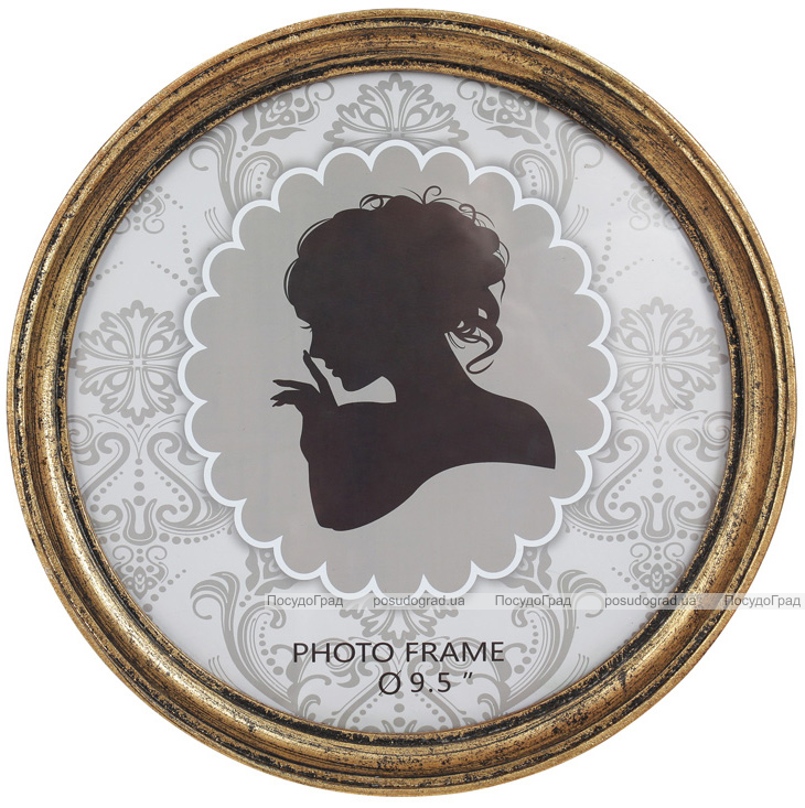 Фоторамка Tudor "Raicio Gold" для фото 20х20см, кругла, полістоун, зістарене золото