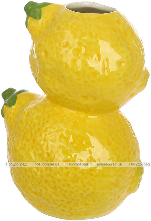 Ваза порцелянова "Lemon" 14см з рельєфним декором жовті лимони