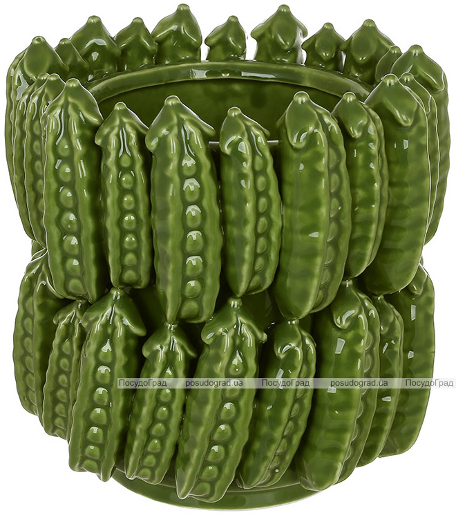Ваза фарфоровая "Peas" Ø17х17см с рельефным декором зеленый горох