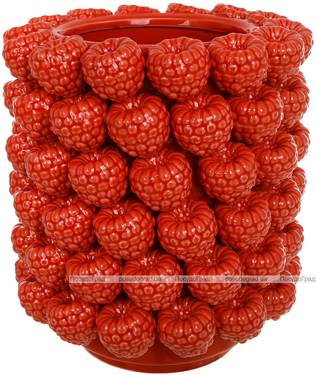Ваза порцелянова "Raspberry" Ø22.5х27см з рельєфним декором червона малина