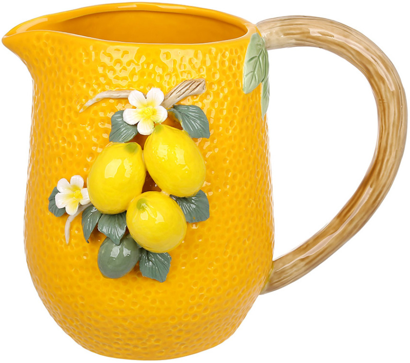 Ваза-глечик порцелянова "Lemon" 26х19х21см з рельєфним декором, жовта