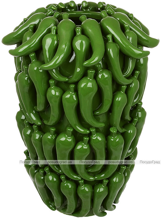 Ваза порцелянова "Chili Pepper" Ø22х34см з рельєфним декором, зелена