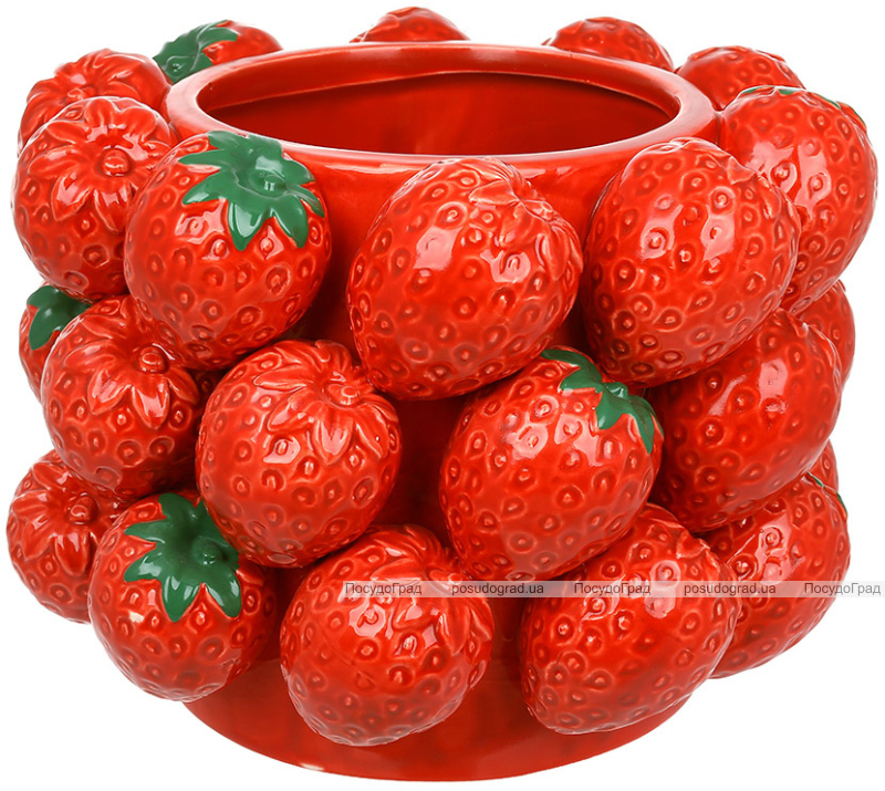 Ваза порцелянова "Strawberry" Ø26х20см з рельєфним декором червона полуниця
