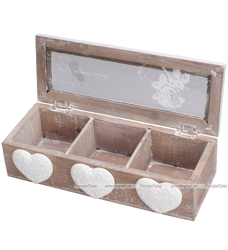 Коробка для чаю Tea Нearts 3-х секційна 24x9x6см
