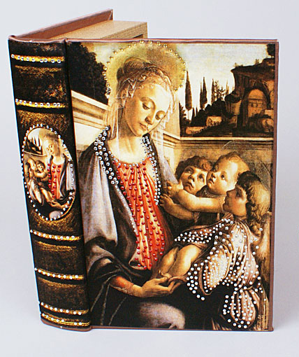Дерев'яна шкатулка "Живопис Мадонна з немовлям і двома ангелами", 24x16x5см