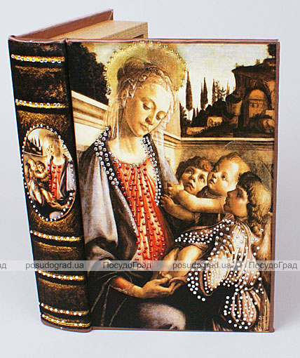Дерев'яна шкатулка "Живопис Мадонна з немовлям і двома ангелами", 24x16x5см