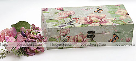 Дерев'яна шкатулка "Стефані Flowers and Birds Lime background Design 2", 29x15x8см