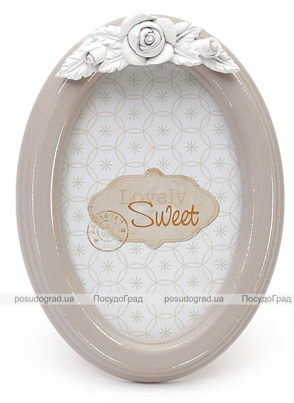 Фоторамка Sweet White "Біла Троянда на кремовому" овальна 18х14см