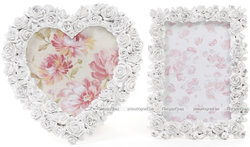Фоторамка Sweet White "Білі Троянди" у формі серця, фото 14х15см