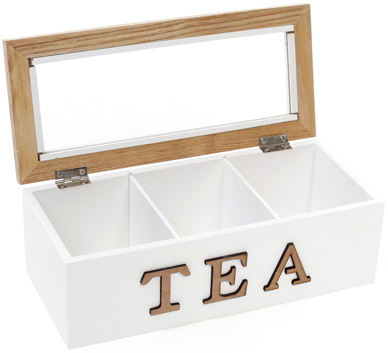 Коробка-шкатулка "I Love Tea" для чаю та цукру 3-х секційна 23x10.5x8см