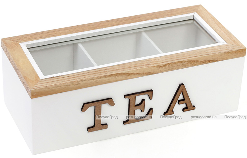 Коробка-шкатулка "I Love Tea" для чаю та цукру 3-х секційна 23x10.5x8см