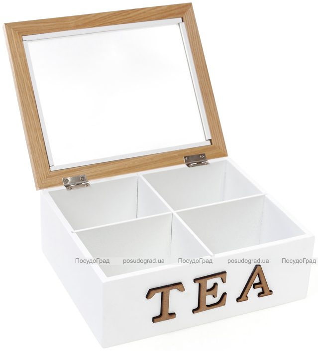 Коробка-шкатулка "I Love Tea" для чаю та цукру 4-х секційна 20x18x8см