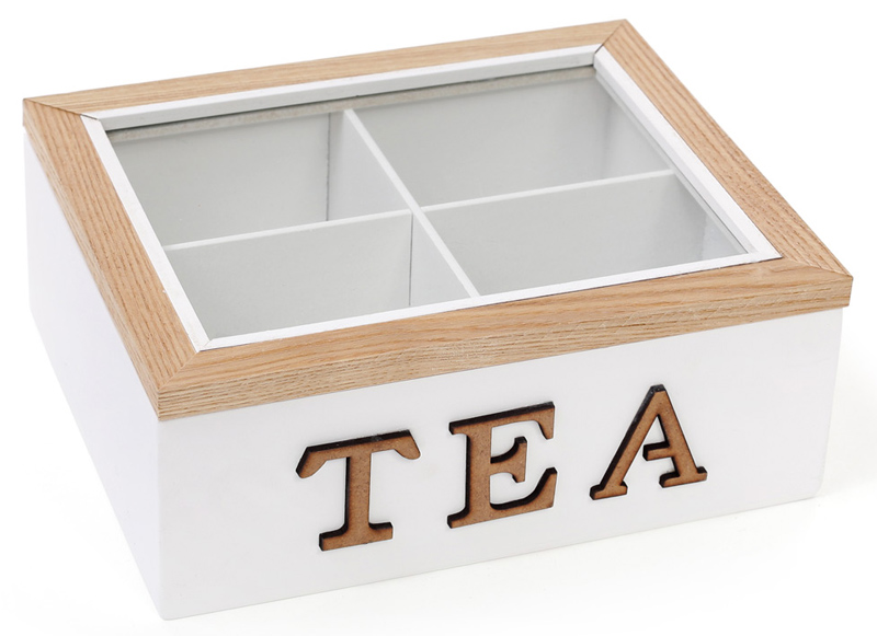 Коробка-шкатулка "I Love Tea" для чаю та цукру 4-х секційна 20x18x8см