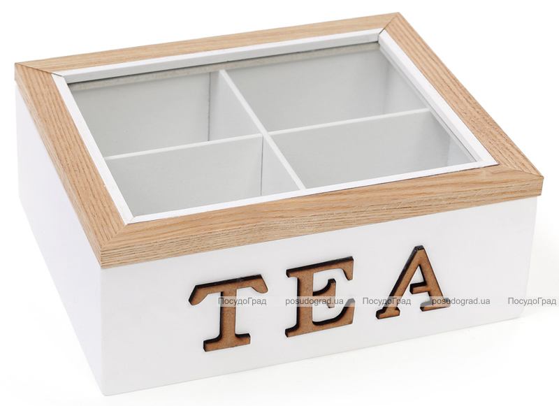 Коробка-шкатулка "I Love Tea" для чаю та цукру 4-х секційна 20x18x8см