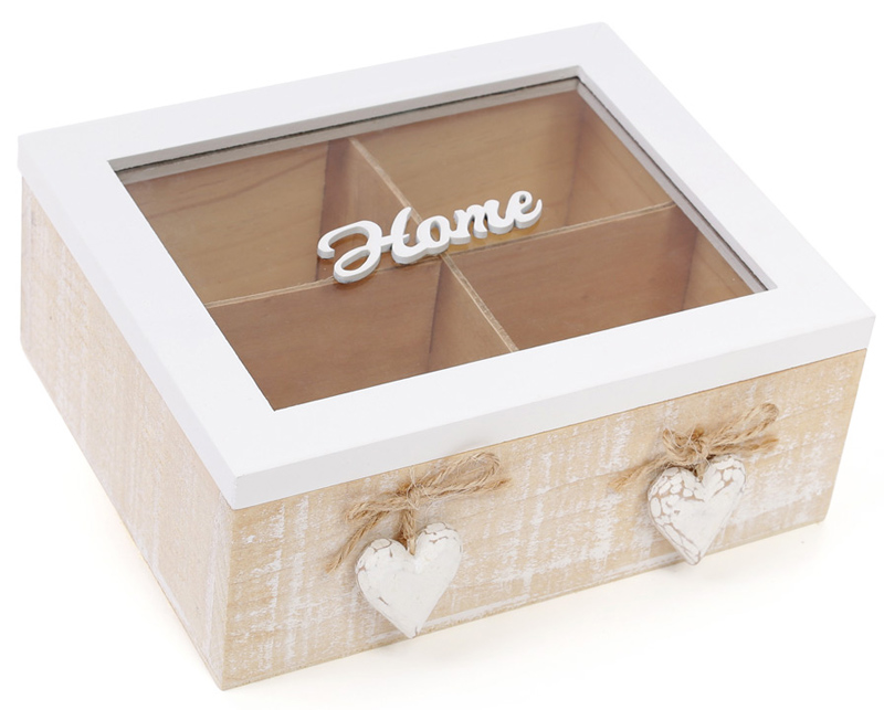 Коробка-шкатулка "Home" для чаю та цукру 4-х секційна 20x18x8см