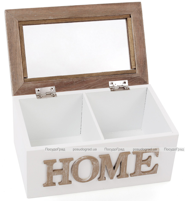 Коробка-шкатулка "Home" для чаю та цукру 2-х секційна 16.5x11x8см