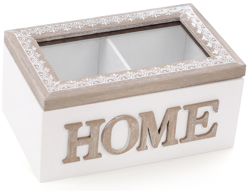 Коробка-шкатулка "Home" для чаю та цукру 2-х секційна 16.5x11x8см
