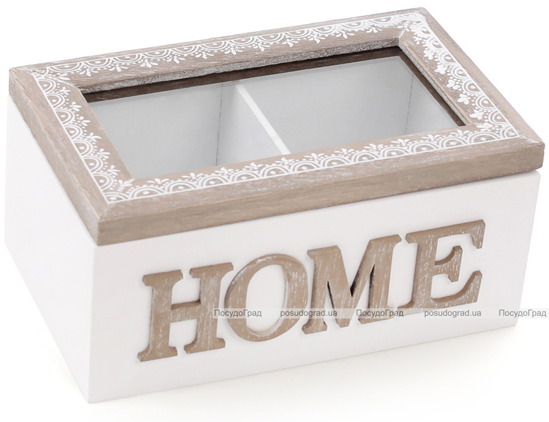 Коробка-шкатулка "Home" для чаю та цукру 2-х секційна 16.5x11x8см