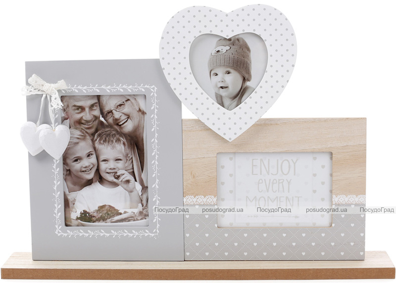 Фоторамка-колаж "Enjoy Moment" Серця, настільна на 3 фото