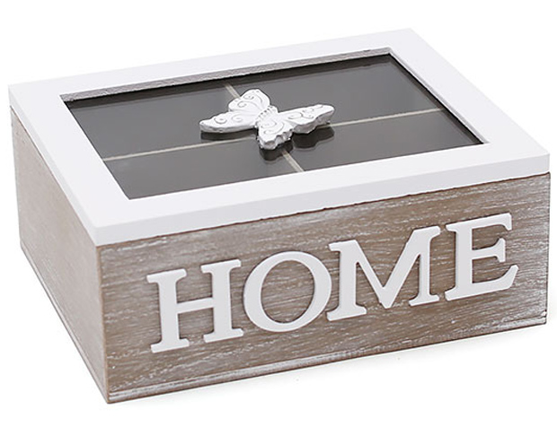 Коробка-шкатулка "Home" для чаю та цукру 4-х секційна 20x16x8.5см