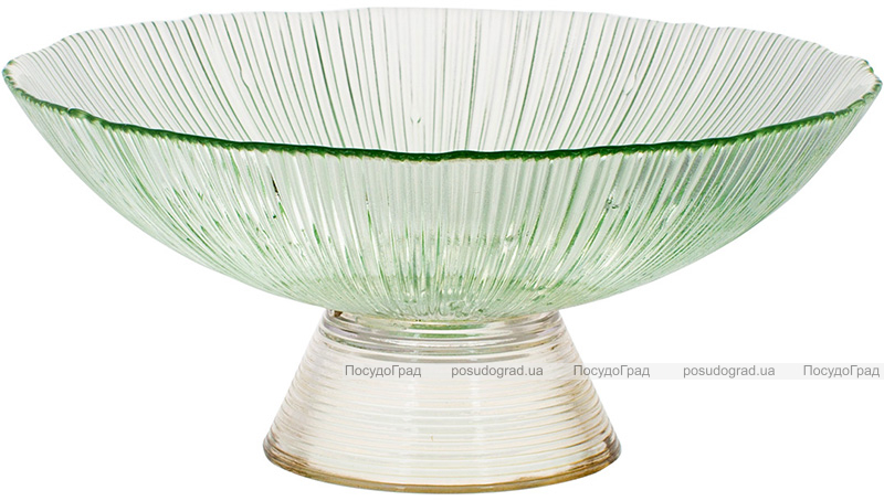 Фруктовница из цветного стекла Viterbo Emerald Ø25см, изумрудный с золотым