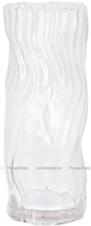 Ваза для квітів зі скла Ancient Glass "Infinitty" Ø12x30см, прозоре скло