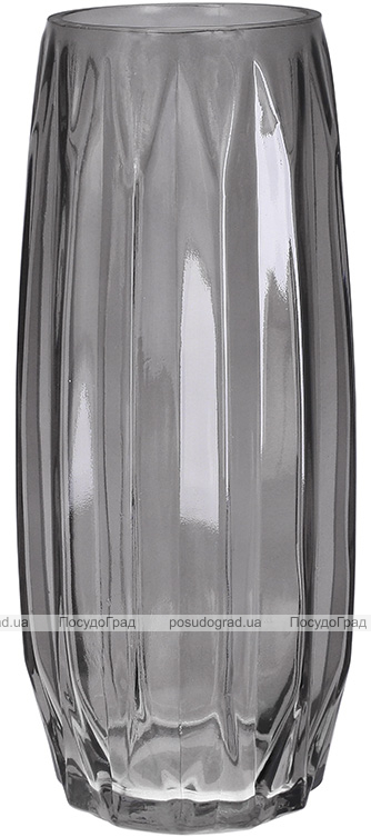 Ваза для квітів зі скла Ancient Glass "Scandinavia Black" Ø12x30см, чорне димчасте скло
