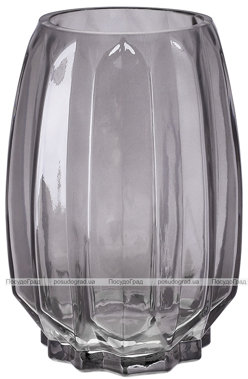 Ваза для квітів зі скла Ancient Glass "Scandinavia Black" Ø14x20см, чорне димчасте скло