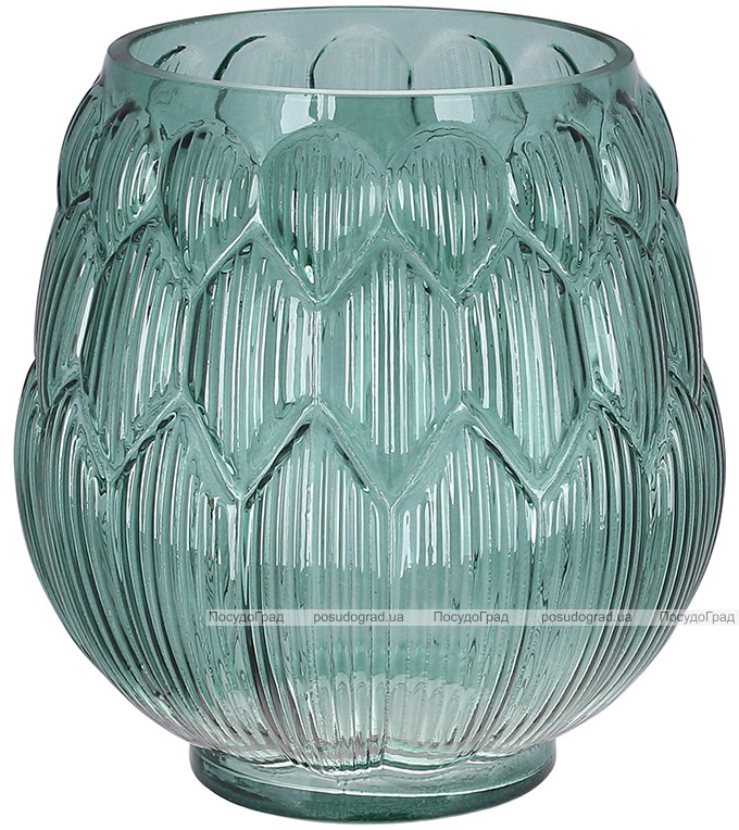 Ваза декоративна Ancient Glass Артишок Ø18х20см, зелене скло