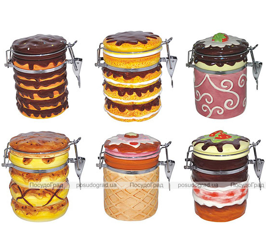 Банка Ceramic Cake 450-500мл для сипучих продуктів з металевою затяжкою