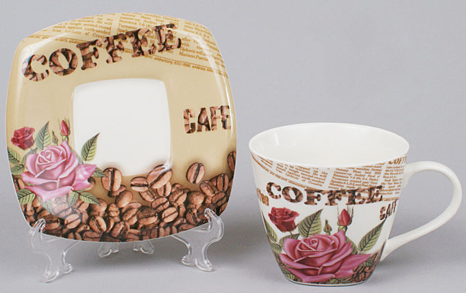 Чайна пара "Сoffee&Roses-III" чашка 220мл з блюдцем